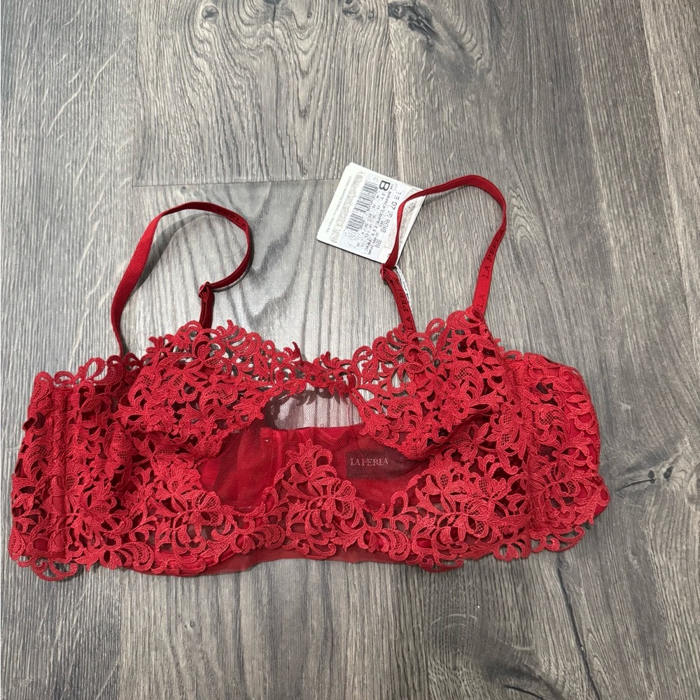 NWT La Perla Scarlet Floral Lace Bra Sz 38B